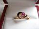 Vintage 14ct Rose Gold Black Enamel And Lab-created Ruby And Pink Sapphire Ring