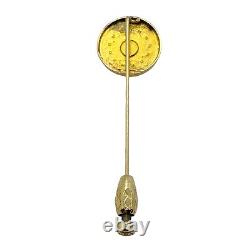 Vintage 14k Yellow Gold Black Enamel Seed Pearl Round Mourning Stick Pin