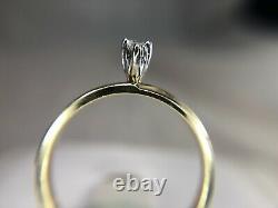 Vintage 14k Yellow Gold Round Brilliant Diamond Black Enamel Engagement Ring