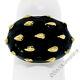 Vintage 18k Yellow Gold Black Enamel Raised Dotted Wide Dome Cocktail Ring Sz 5