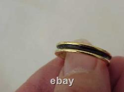 Vintage 18k Yellow Gold 3.5 MM Black Enamel Stack Band Ring Sz 6 1/2