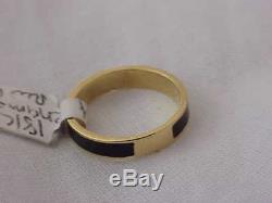 Vintage 18k Yellow Gold 4 MM Wide Black Enamel Band Stack Ring Sz 6