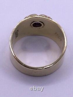 Vintage 32° Mason Fraternity- Gold -black Enamel Sapphire- Ring Size 9 (j1367)