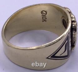 Vintage 32° Mason Fraternity- Gold -black Enamel Sapphire- Ring Size 9 (j1367)