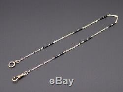 Vintage Antique Solid 14k Yellow Gold Black Enamel Pocket Watch Chain 14.5 inch