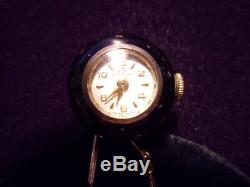 Vintage Bucherer 17jewels Ball watch, black enamel with gold Stars
