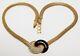 Vintage Christian Dior Black Enamel & Rhinestone Gold Plated Mesh Chain Necklace
