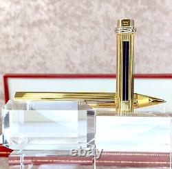 Vintage Cartier Ballpoint Pen Vendome Trinity Gold RARE NAVY Enamel Clip with Case