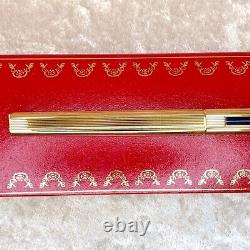 Vintage Cartier Ballpoint Pen Vendome Trinity Gold RARE NAVY Enamel Clip with Case