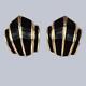 Vintage Christian Dior Black Enamel Clip On Earrings Shell Fan Gold Tone 1980s