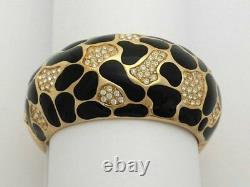 Vintage Christian Dior Gold-plated Black Enamel Statement Bracelet