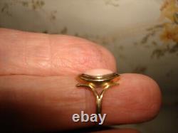 Vintage Collectible 14K Yellow Gold Angel Skin Coral Black Enamel Ring Size 5.5