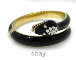 Vintage Diamond and Black Enamel Snake Wrap Bracelet in 18k Yellow Gold-HM2178A6