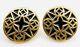 Vintage Givenchy Black Enamel & Gold Tone Round Clip-on Earrings