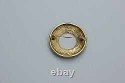 Vintage Givenchy Logo Brooch In Black Enamel And With Gold Gilt Lettering