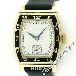 Vintage Hamilton CORONADO 14k Gold & Black Enamel Mechanical Wrist Watch 19j 979