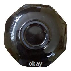 Vintage Imperial Glass Black Amethyst Maytime Enameled Daisy Gold Leaf Trim 7pcs