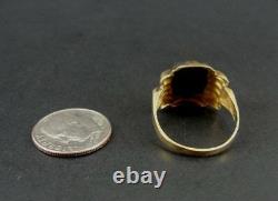 Vintage OB Eastern Star with Enamel Black Onyx 10K Yellow Gold Ring Size 8