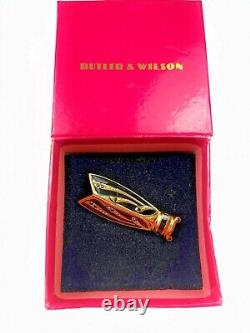 Vintage Rare Collectible Butler & Wilson Black Enamel Cicada Brooch with Box