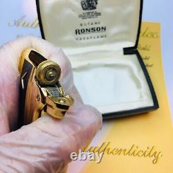 Vintage Ronson Varaflame Premier 24ct GOLD PLATED With BLACK ENAMEL CENTRE