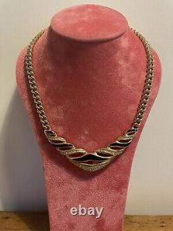 Vintage Signed Christian Dior 1980s Gold Enamel Necklace