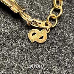 Vintage Signed Christian Dior Chain Gold/black Rhinestone Enamel Choker Necklace
