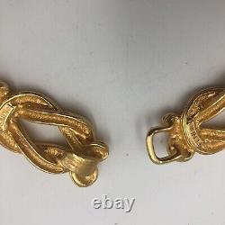 Vintage Signed FENDI Black Enamel Faux Pearl Gold Plated Collar Necklace