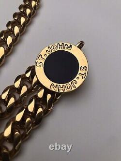 Vintage St. John Gold Tone Metal Chain Belt with Black Enamel Tiered Necklace