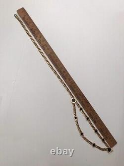 Vintage St. John Gold Tone Metal Chain Belt with Black Enamel Tiered Necklace