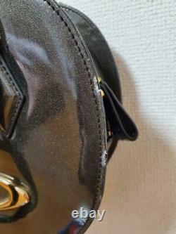 Vivienne Westwood Enamel Heart Bag Handbag Black Gold Big Orb