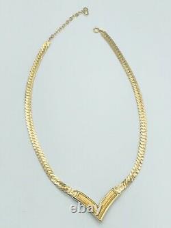 Vtg CHRISTIAN DIOR Gold Tone Black Enamel Clear Rhinestones Pendant Necklace 89A