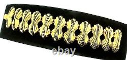 Vtg Couture FENDI Wide Logo Black Enamel Gold Plated Panel Link BRACELET