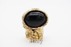 Yves Saint Laurent YSL Arty Black Cabochon Oval Chunky Statement Ring, Size 7