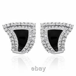 Zydo 18K White Gold Diamond 2.64ct And Black Enamel Earrings 39065