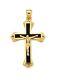 1 3/4 Onyx En Émail Noir Crucifix Croix Pendentif Charm Or Jaune 14k Réel