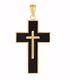 1 3/8 Onyx En Émail Noir Crucifix Croix Pendentif Charm Or Jaune 14k Réel