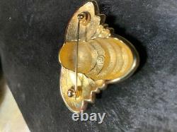 1.5in Swarovski Vintage Gold Tone Crystal & Black Bee Pin/brooch Retraité