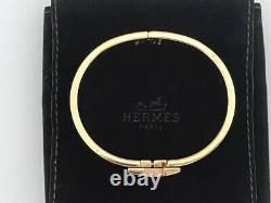 100% Authentic Rare Hermes CLIC Clac Rose Or Noir Émail H Bracelet Bangle Pm