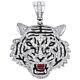 10k Blanc Or 3d Tiger Face Rond Diamant Pendentif 1.70 Hommes Charme 1.58 Ct