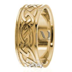 10k Gold & Black Enamel 9mm De Large En Two Tone Celtic Design Wedding Ring