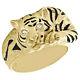 10k Or Jaune Marquise Diamant Tiger / Black Panther Émail Pinky Anneau 0,05 Ct