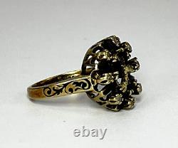 14k Or Antique Victorian Diamond Ring Setting Black Enamel Taille D'epargne 7