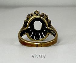 14k Or Antique Victorian Diamond Ring Setting Black Enamel Taille D'epargne 7