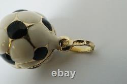 14k Or Jaune 3-d Noir Et Blanc Émaillé Soccer Ball Charm