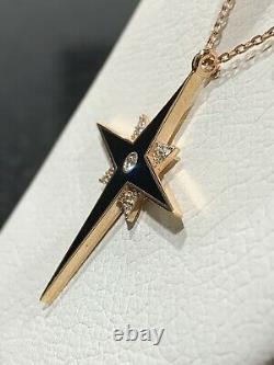 14k Rose Gold Diamond Et Black Enamel Star Pendentif Collier Au Détail 820 $