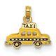 14k Yellow Gold 3d Yellow And Black Taxi Charm Pendentif 13 Mm X 18 Mm 3,30 Gr