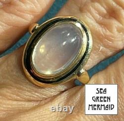14k Yellow Gold Moonstone Cabochon Ring W Black Enamel Ts300 1 20