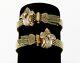 2 Antique Victorien 1800s 14k Or Jaune Bracelets En Émail Noir