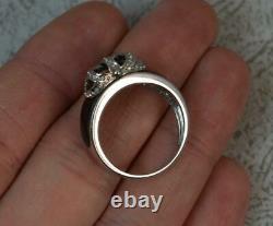 9 Carat White Gold Et Black Enamel Crown Ring F0707