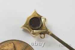 Anticique Anglais Victorien 15k Gold Black Enamel & Pearl Shield Stickpin C1880